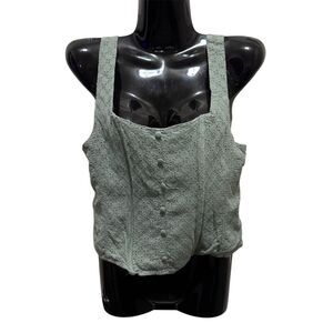 Gianni Bini Women's Cropped Square Neck Tank Top Green Size‎ L
